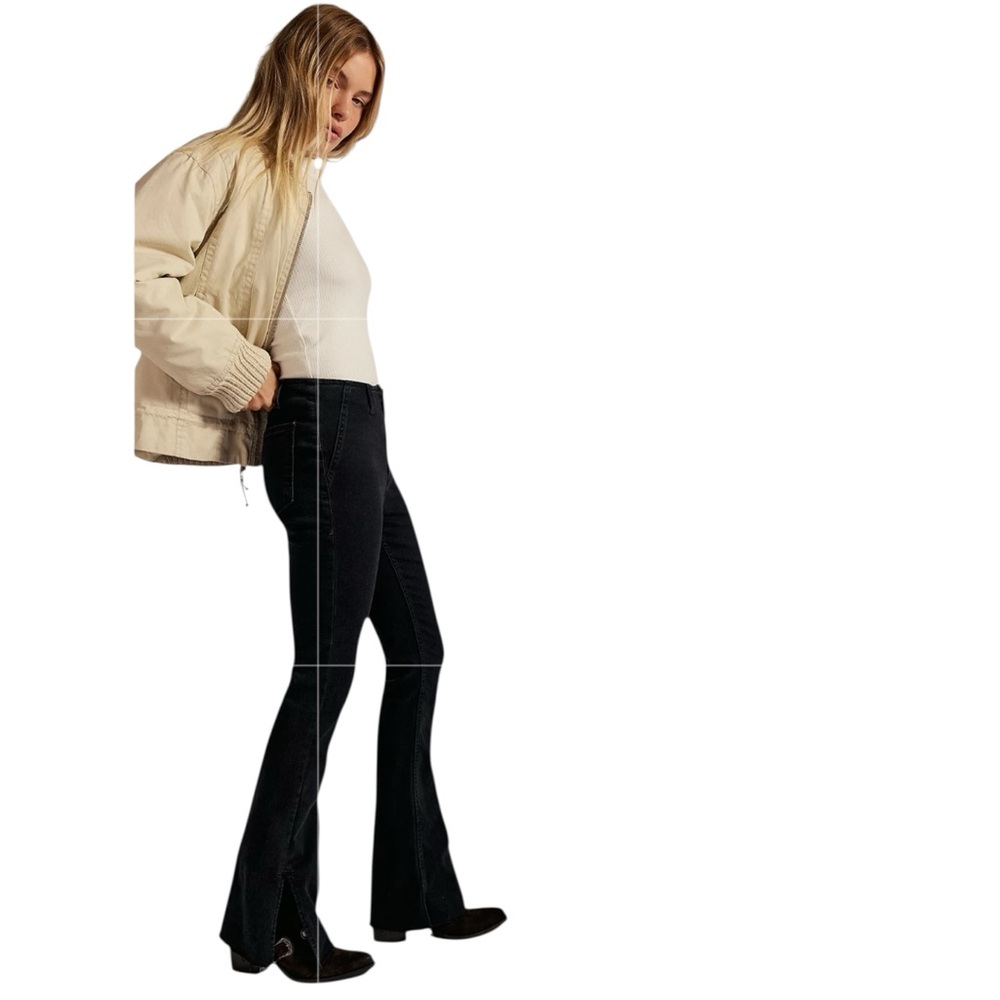 We The Free by Free People “Level Up” Slit Boot Cut Black Jeans NWT (F)